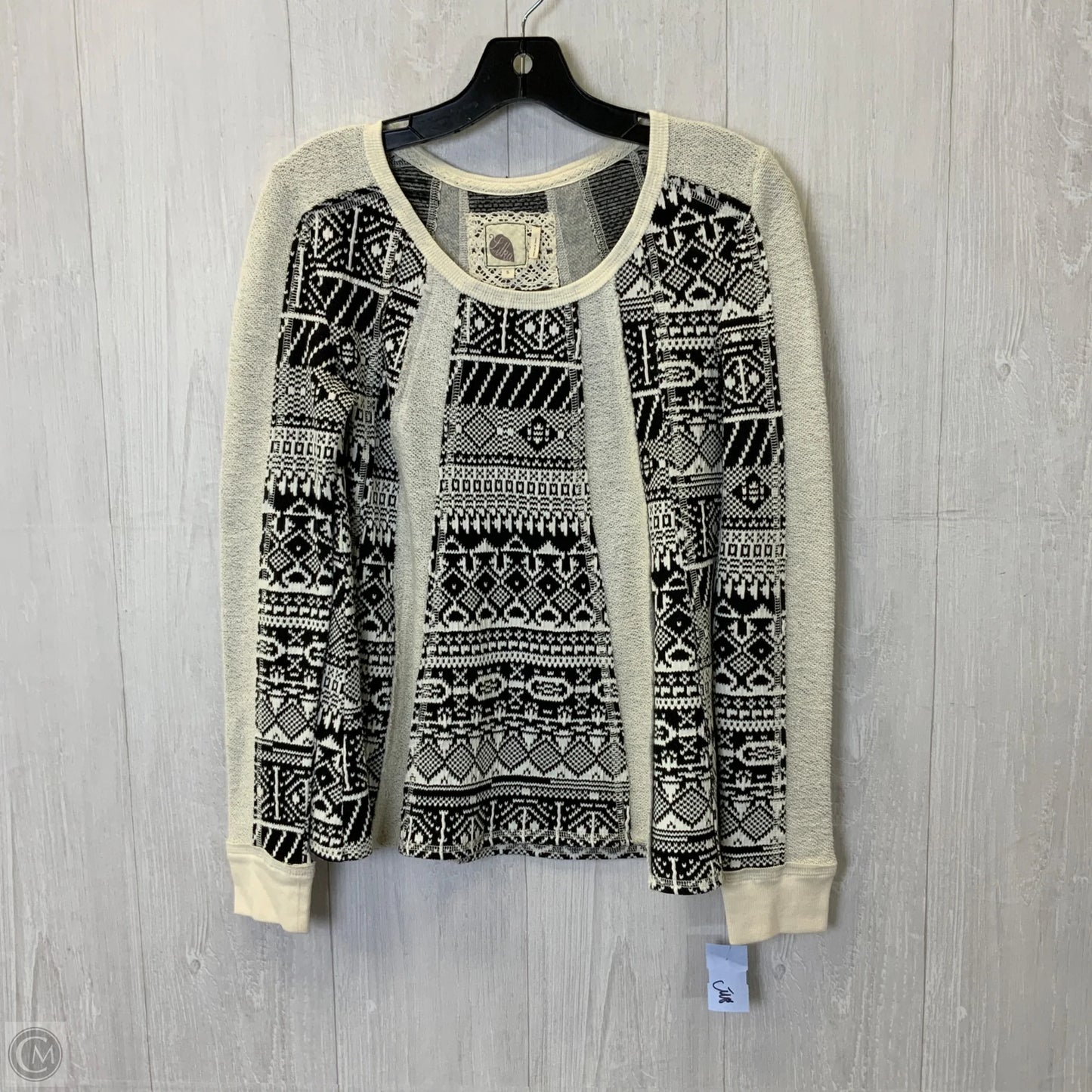 Sweatshirt Crewneck By Anthropologie In Black & Cream, Size: S