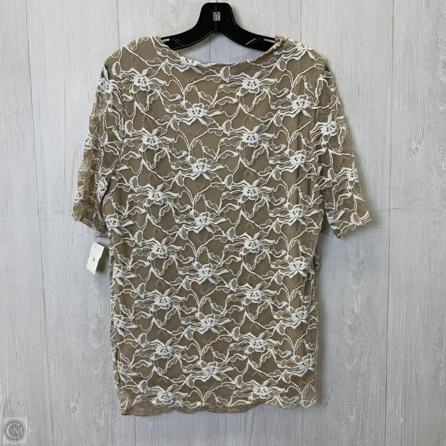 Tunic Short Sleeve By Dressbarn In Tan & White, Size: Xl