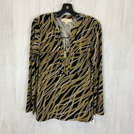 Top Long Sleeve By Michael By Michael Kors In Black & Gold, Size: M