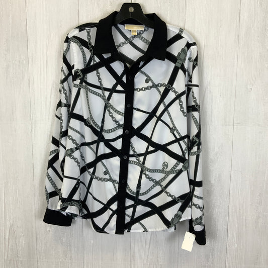 Top Long Sleeve By Michael Kors In Black & White, Size: 14