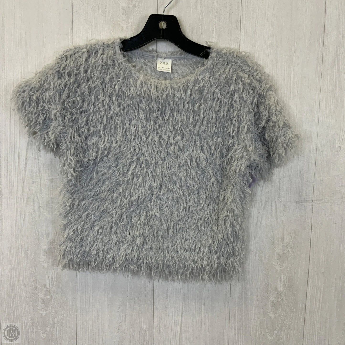 Top Short Sleeve By Zara In Grey, Size: L