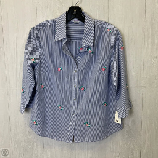 Top 3/4 Sleeve By Allison Daley In Blue, Size: Mp