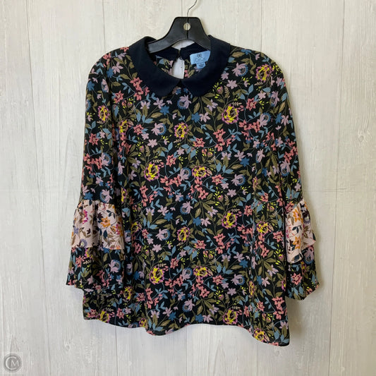 Top Long Sleeve By Cece In Navy, Size: L