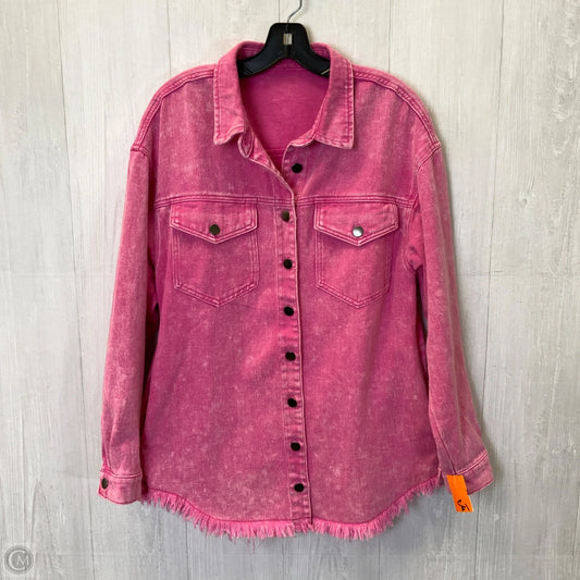 Jacket Denim By Clothes Mentor In Pink, Size: M