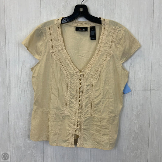 Top Short Sleeve By Axcess In Beige, Size: L