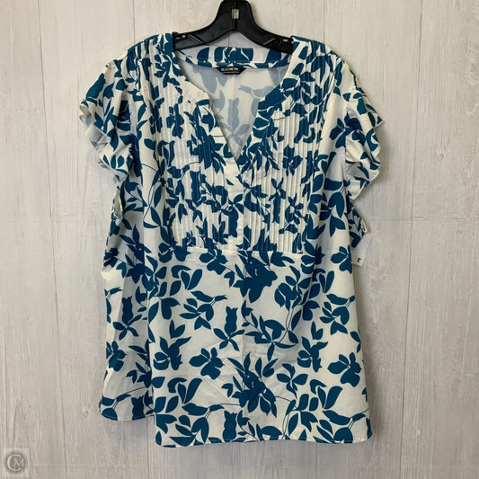 Top Short Sleeve By Clothes Mentor In Blue & White, Size: 3x