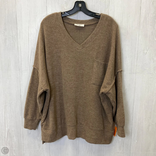 Top Long Sleeve Basic By Zenana In Brown, Size: M