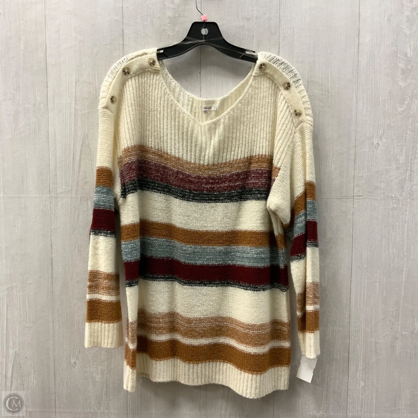 Sweater By Maurices In Cream & Red, Size: Xl