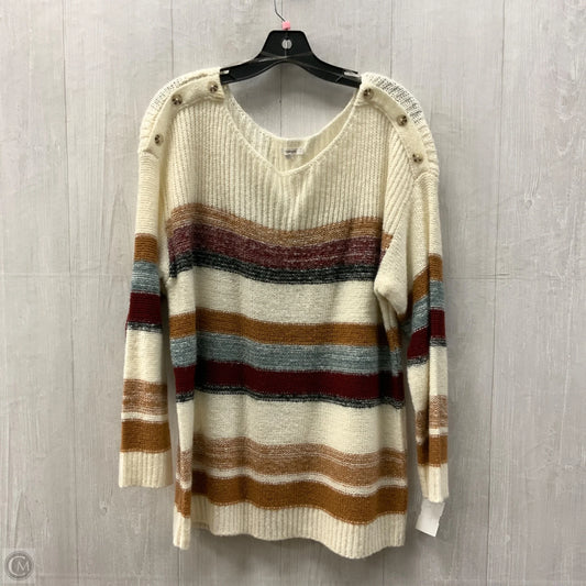 Sweater By Maurices In Cream & Red, Size: Xl