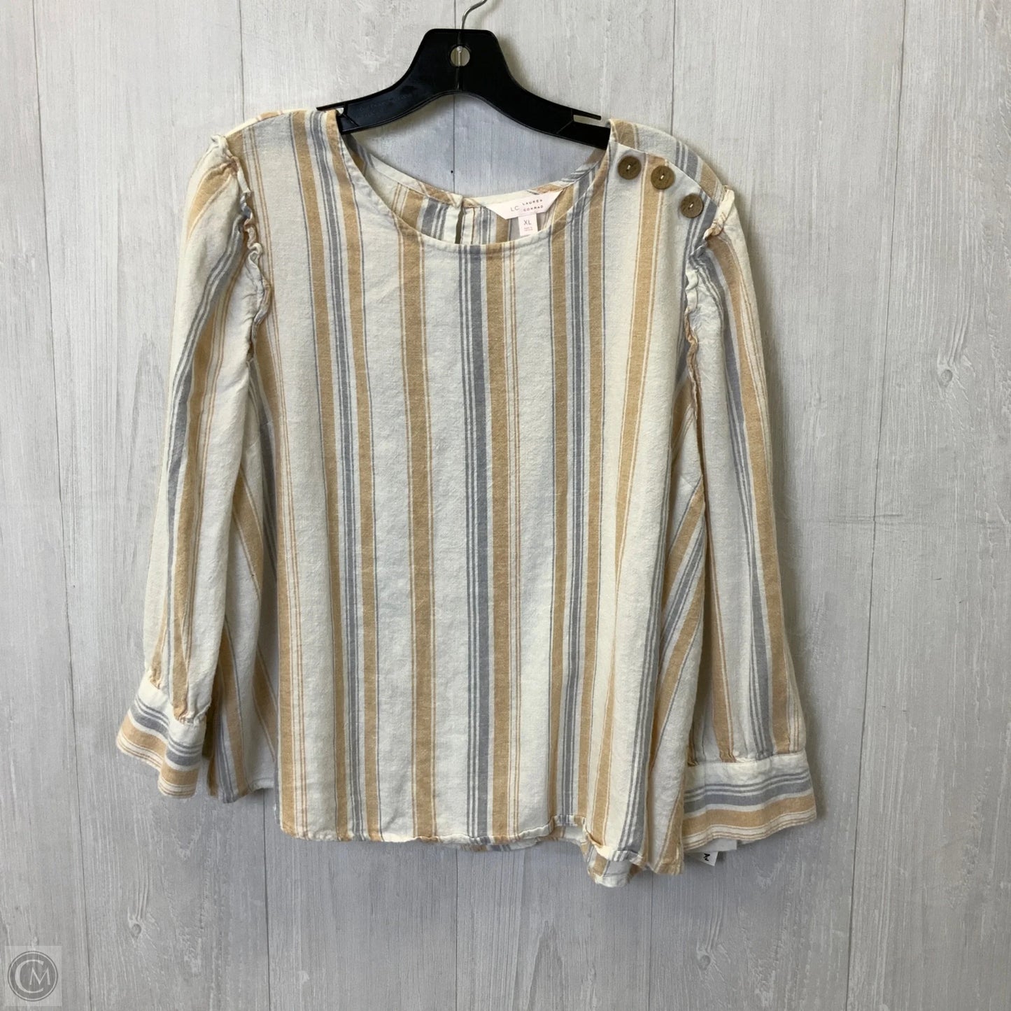 Top 3/4 Sleeve By Lc Lauren Conrad In Striped Pattern, Size: Xl