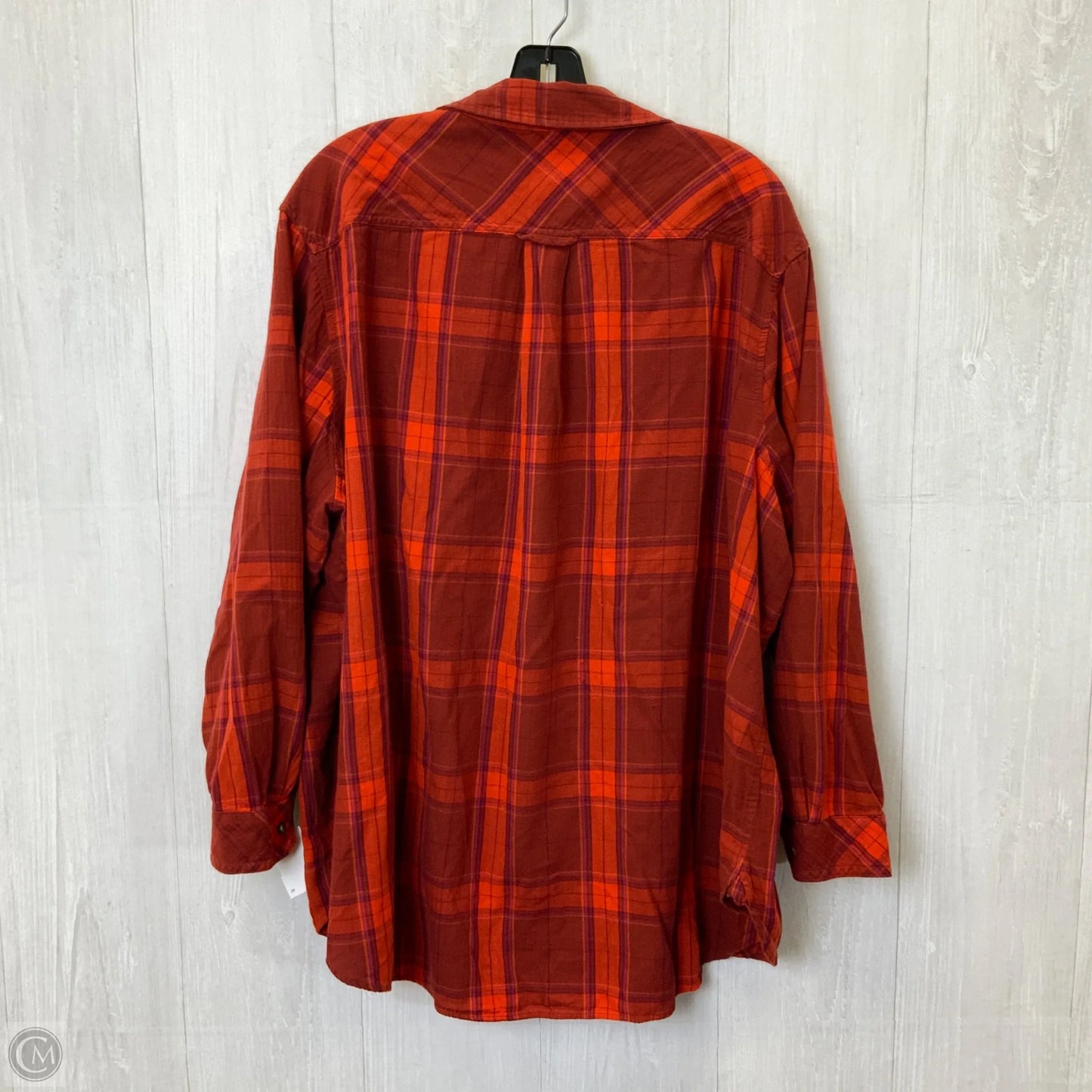 Blouse Long Sleeve By Ava & Viv In Plaid Pattern, Size: 4x