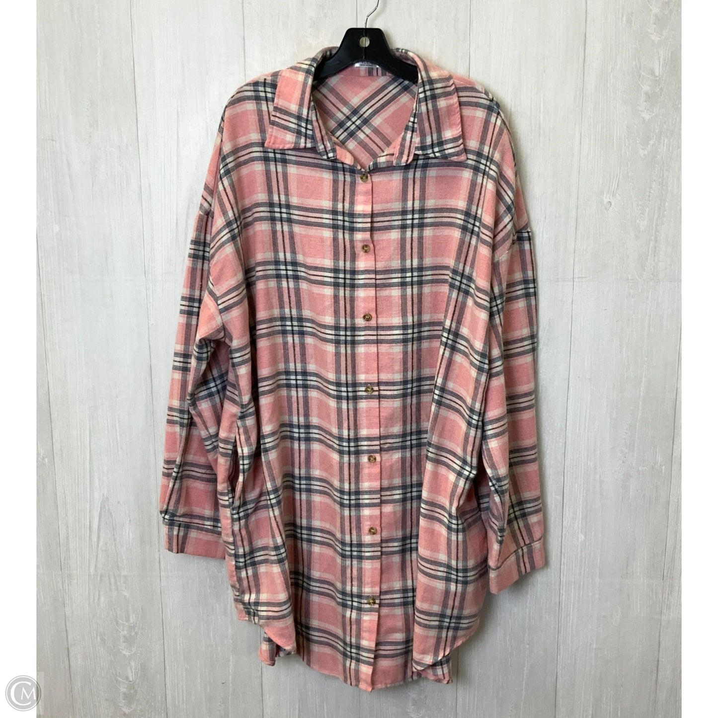 Tunic Long Sleeve By Clothes Mentor In Plaid Pattern, Size: 3x