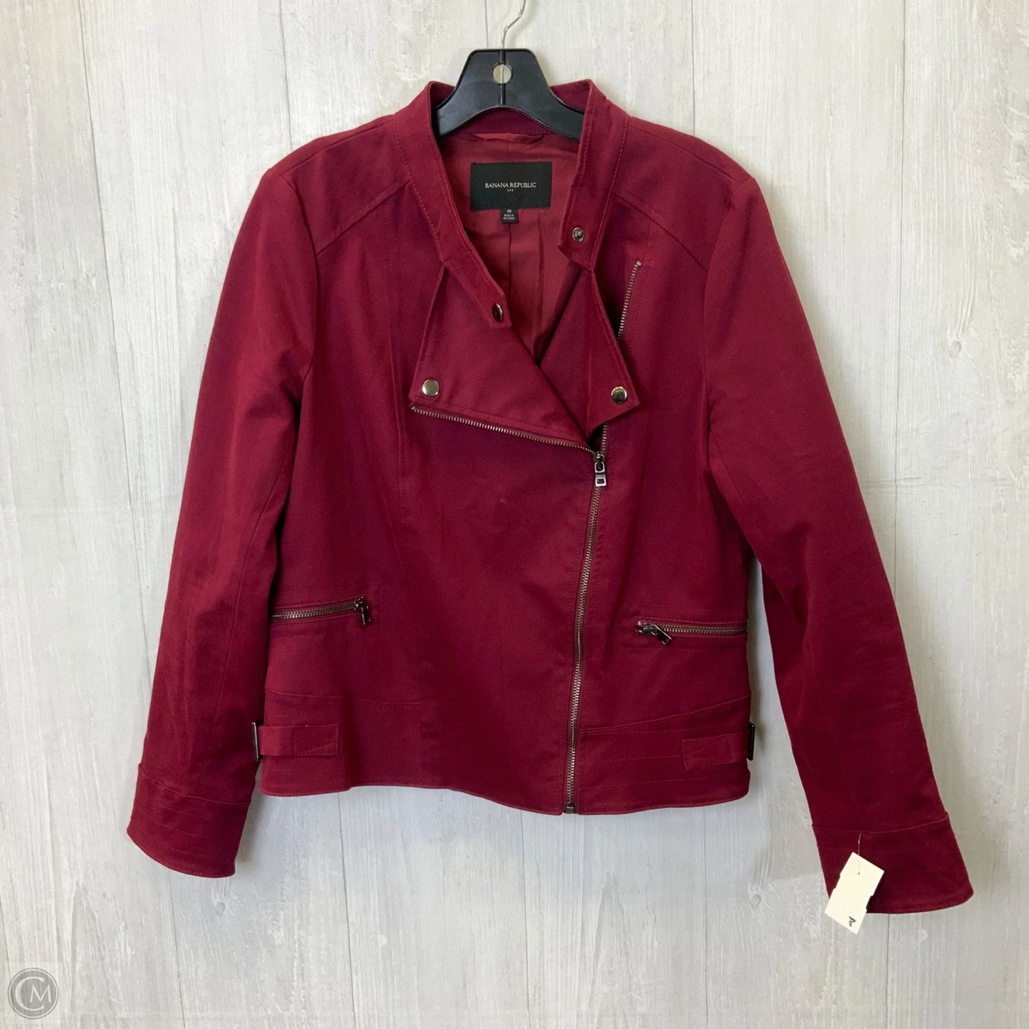 Jacket Moto By Banana Republic In Maroon, Size: M