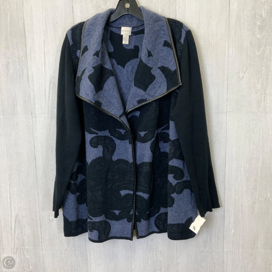Cardigan By Chicos In Black & Blue, Size: Xl