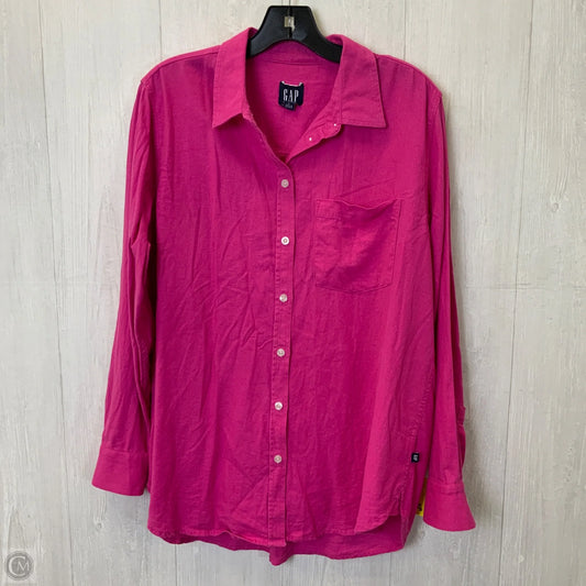 Blouse Long Sleeve By Gap In Pink, Size: L