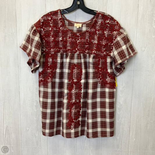 Blouse Short Sleeve By Clothes Mentor In Plaid Pattern, Size: L