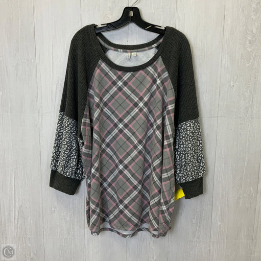 Top Long Sleeve By Cato In Grey & Pink, Size: 3x