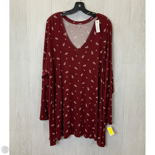 Top Long Sleeve By Lane Bryant In Red & White, Size: 3x