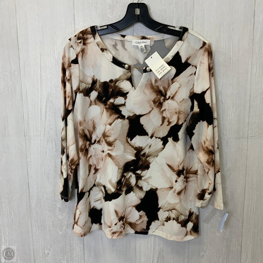 Blouse Long Sleeve By Calvin Klein In Floral Print, Size: L