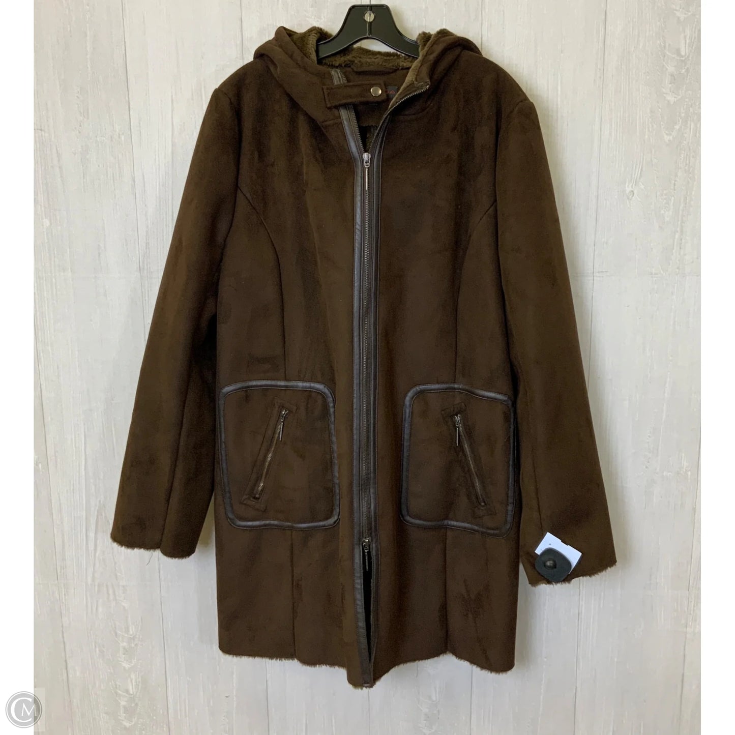 Coat Faux Fur & Sherpa By Via Spiga In Brown, Size: L