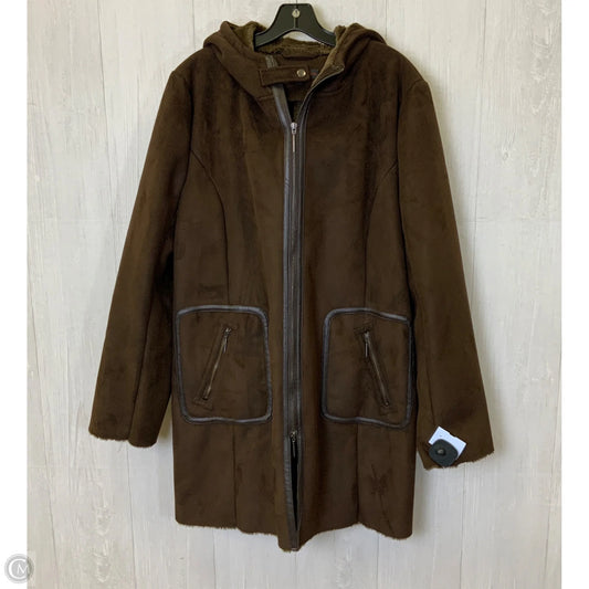 Coat Faux Fur & Sherpa By Via Spiga In Brown, Size: L
