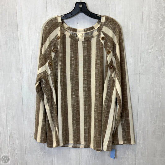 Top Long Sleeve By Tru Self In Striped Pattern, Size: 2x