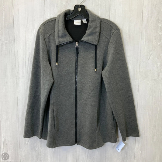 Jacket Fleece By Chicos In Grey, Size: L