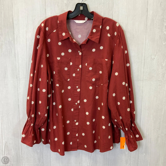 Top Long Sleeve By Lc Lauren Conrad In Red, Size: 1x
