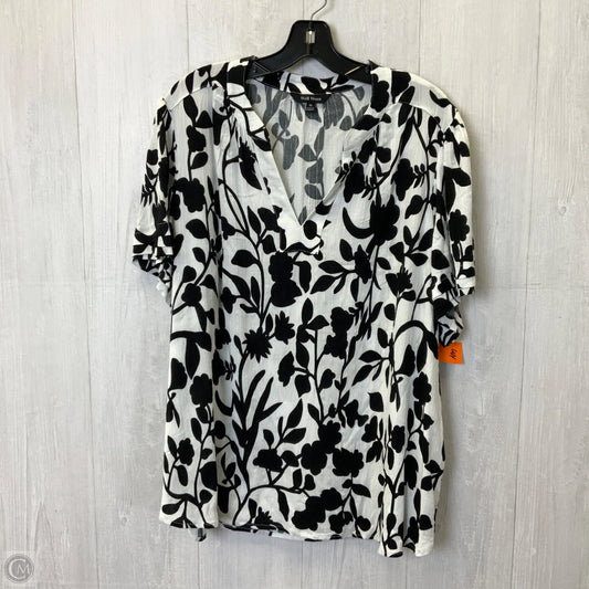 Blouse Short Sleeve By Well Worn In Black & White, Size: Xl