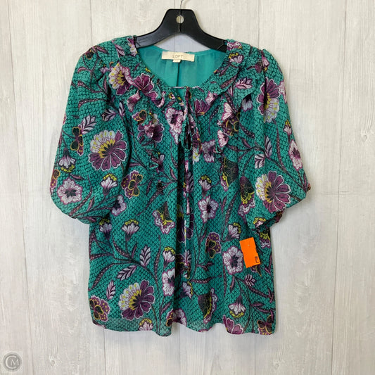 Blouse Short Sleeve By Loft In Multi-colored, Size: M