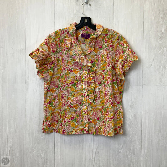 Blouse Short Sleeve By J. Crew In Floral Print, Size: M