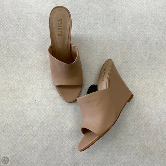 Sandals Heels Wedge By Schutz In Tan, Size: 9.5