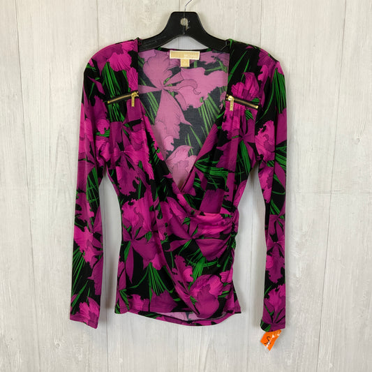 Top Long Sleeve By Michael By Michael Kors In Black & Purple, Size: S