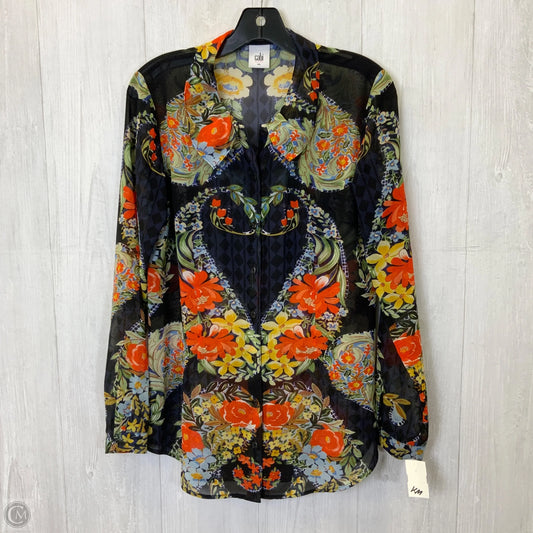 Blouse Long Sleeve By Cabi In Navy, Size: S
