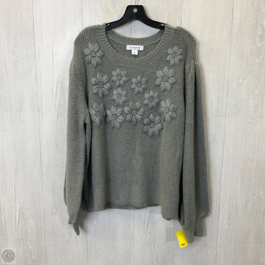 Sweater By Liz Claiborne In Grey, Size: Xl