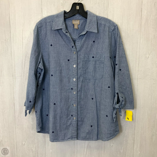 Blouse 3/4 Sleeve By Chicos In Blue, Size: L
