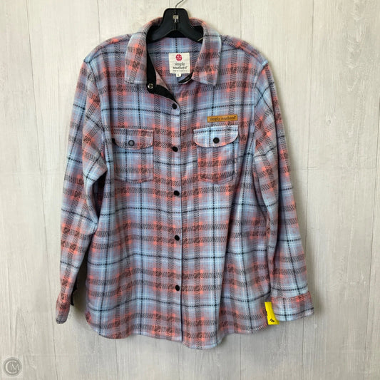 Jacket Fleece By Simply Southern In Blue & Pink, Size: L