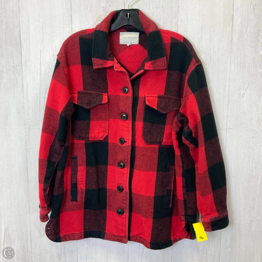 Jacket Shirt By Lucky Brand In Black & Red, Size: M