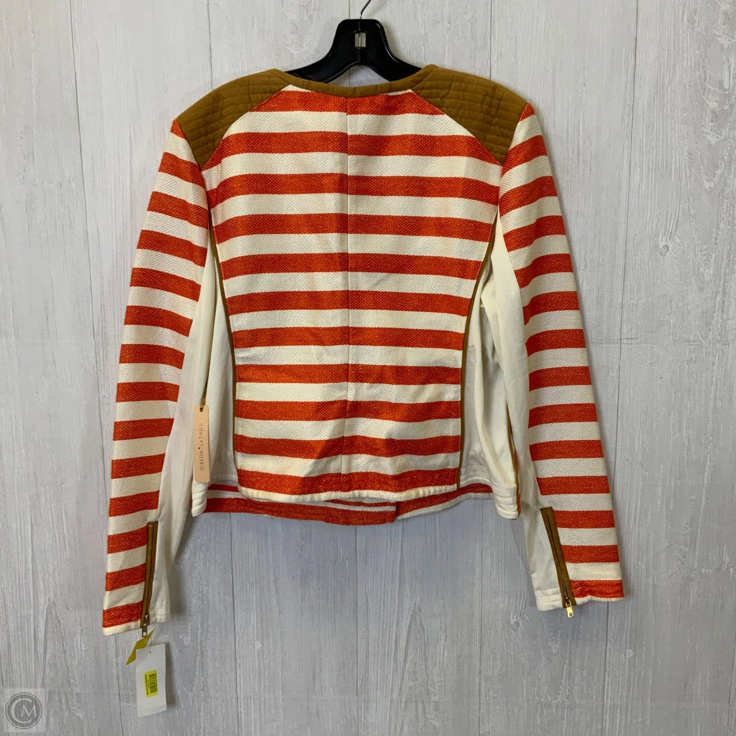 Jacket Moto By Gibson And Latimer In Orange & White, Size: Xl