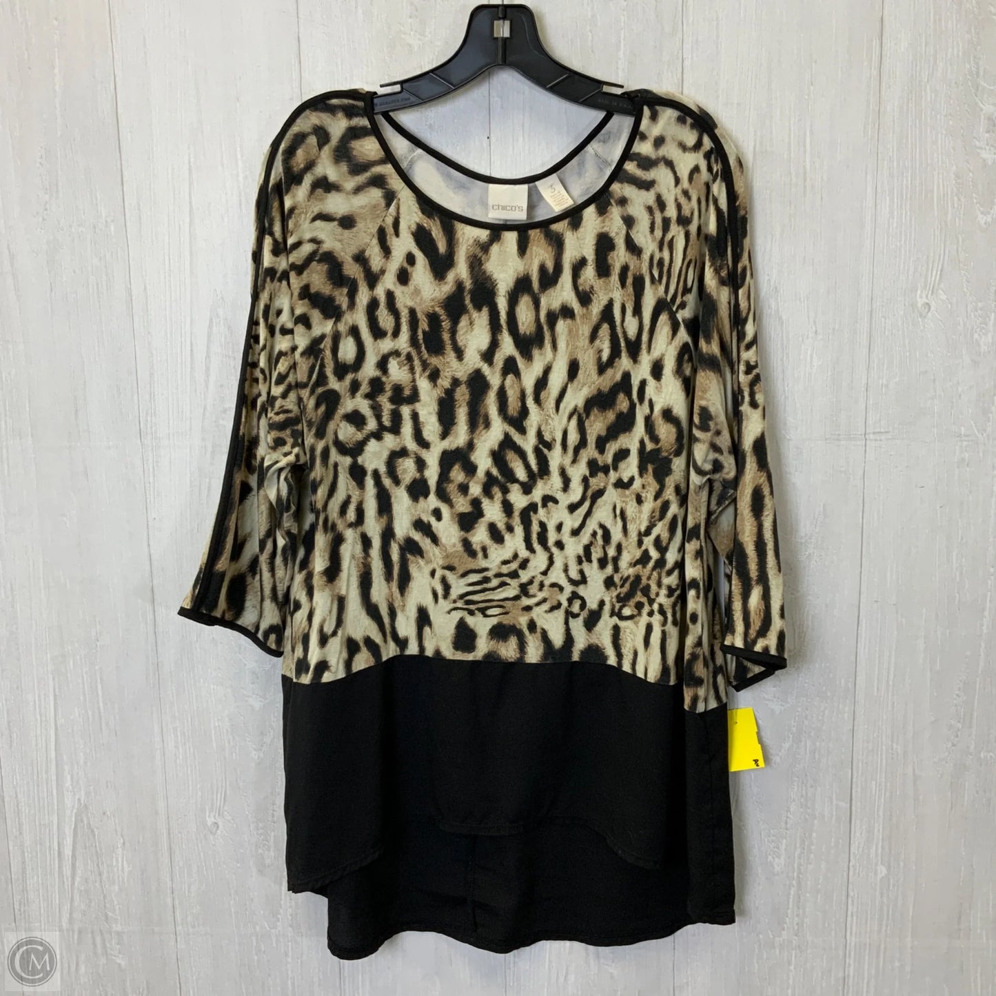 Top 3/4 Sleeve By Chicos In Animal Print, Size: Xl
