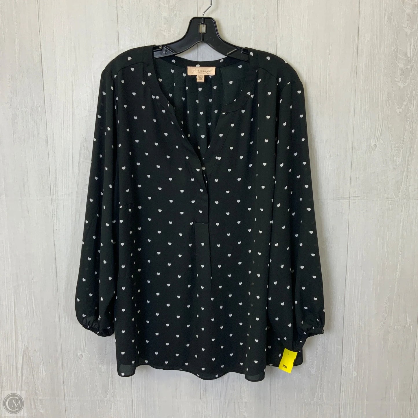 Blouse Long Sleeve By Philosophy In Black, Size: 2x