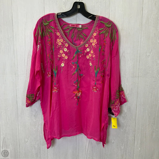 Blouse 3/4 Sleeve By Johnny Was In Pink, Size: L