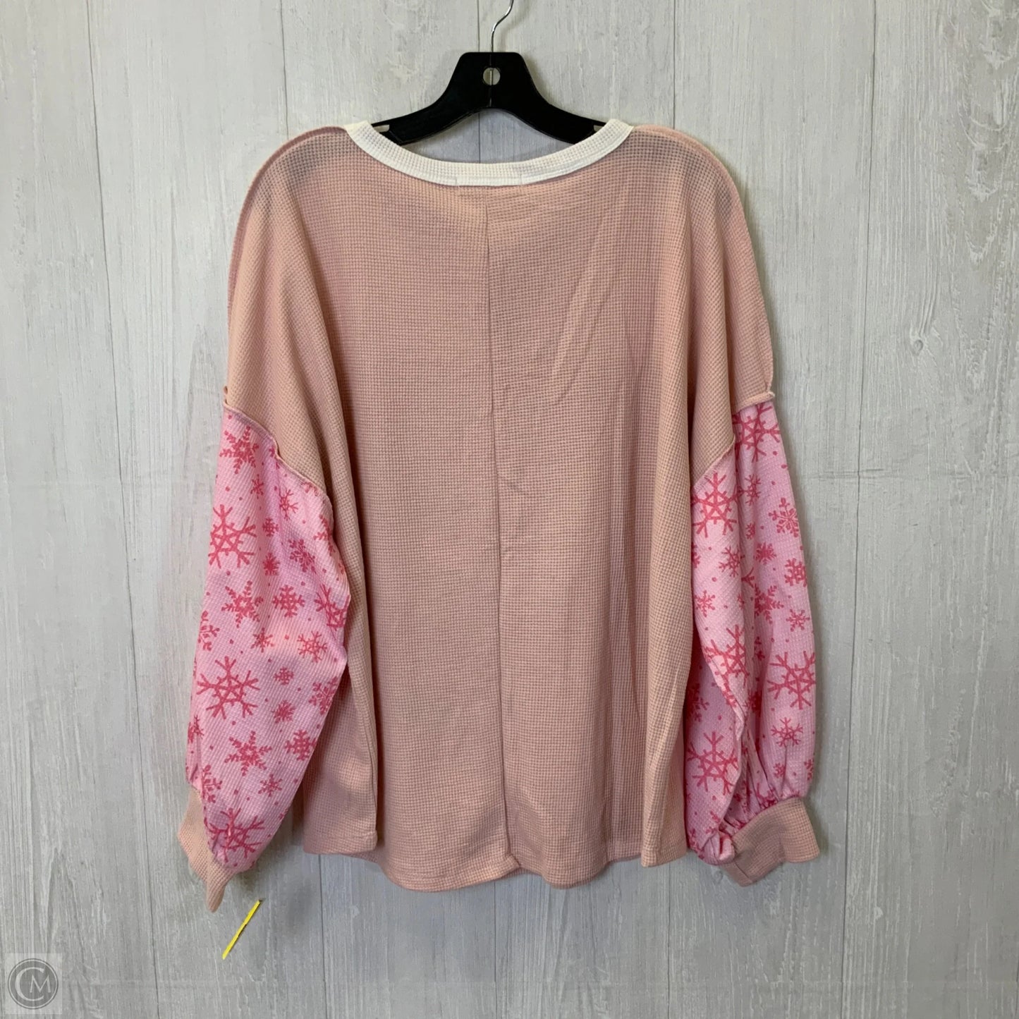 Top Long Sleeve By Grace & Lace In Pink & White, Size: L