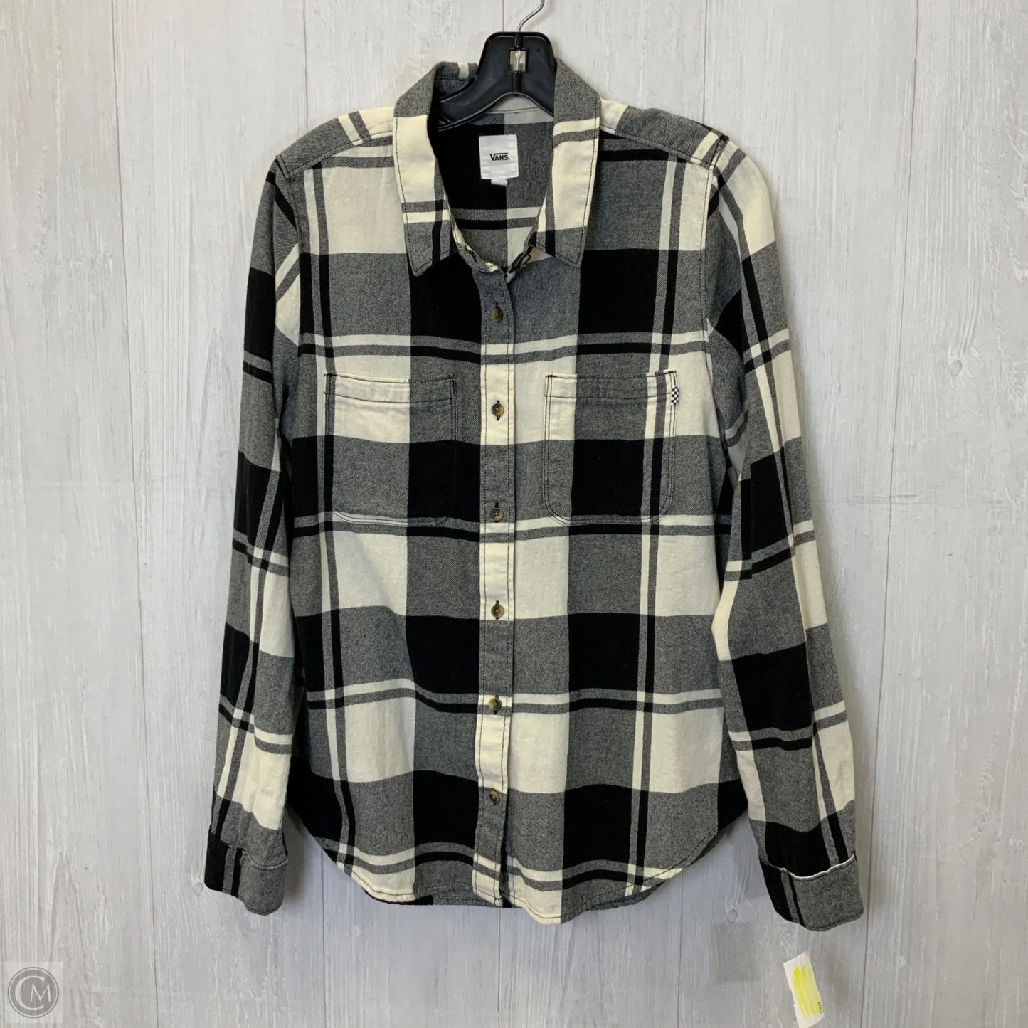 Top Long Sleeve By Vans In Plaid Pattern, Size: L