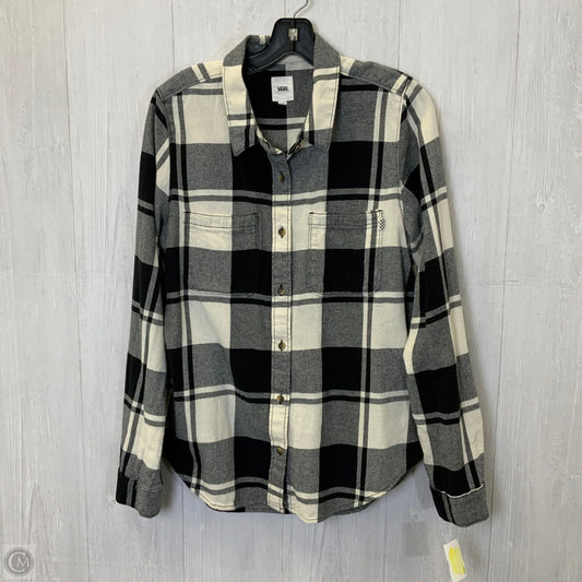 Top Long Sleeve By Vans In Plaid Pattern, Size: L