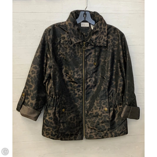 Jacket Windbreaker By Chicos In Leopard Print, Size: M