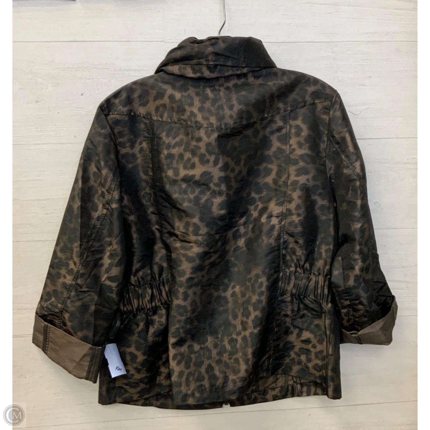 Jacket Windbreaker By Chicos In Leopard Print, Size: M