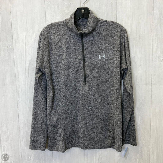 Athletic Top Long Sleeve Collar By Under Armour In Grey, Size: L