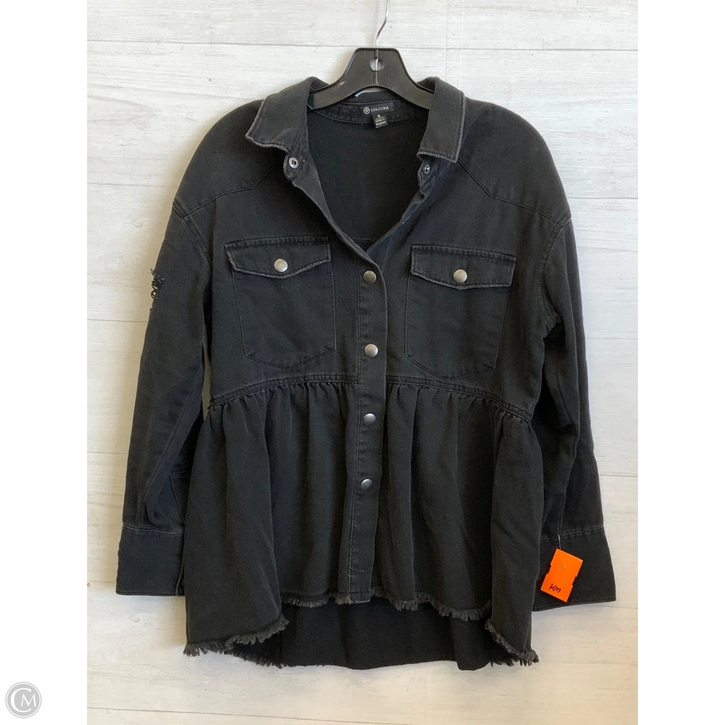Jacket Shirt By Versona In Black, Size: S
