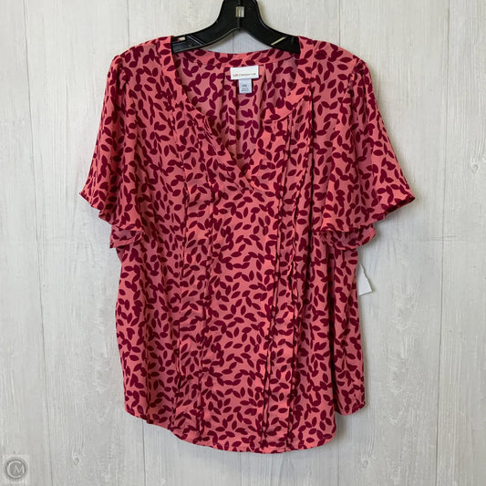 Blouse Short Sleeve By Liz Claiborne In Pink & Red, Size: Xlp